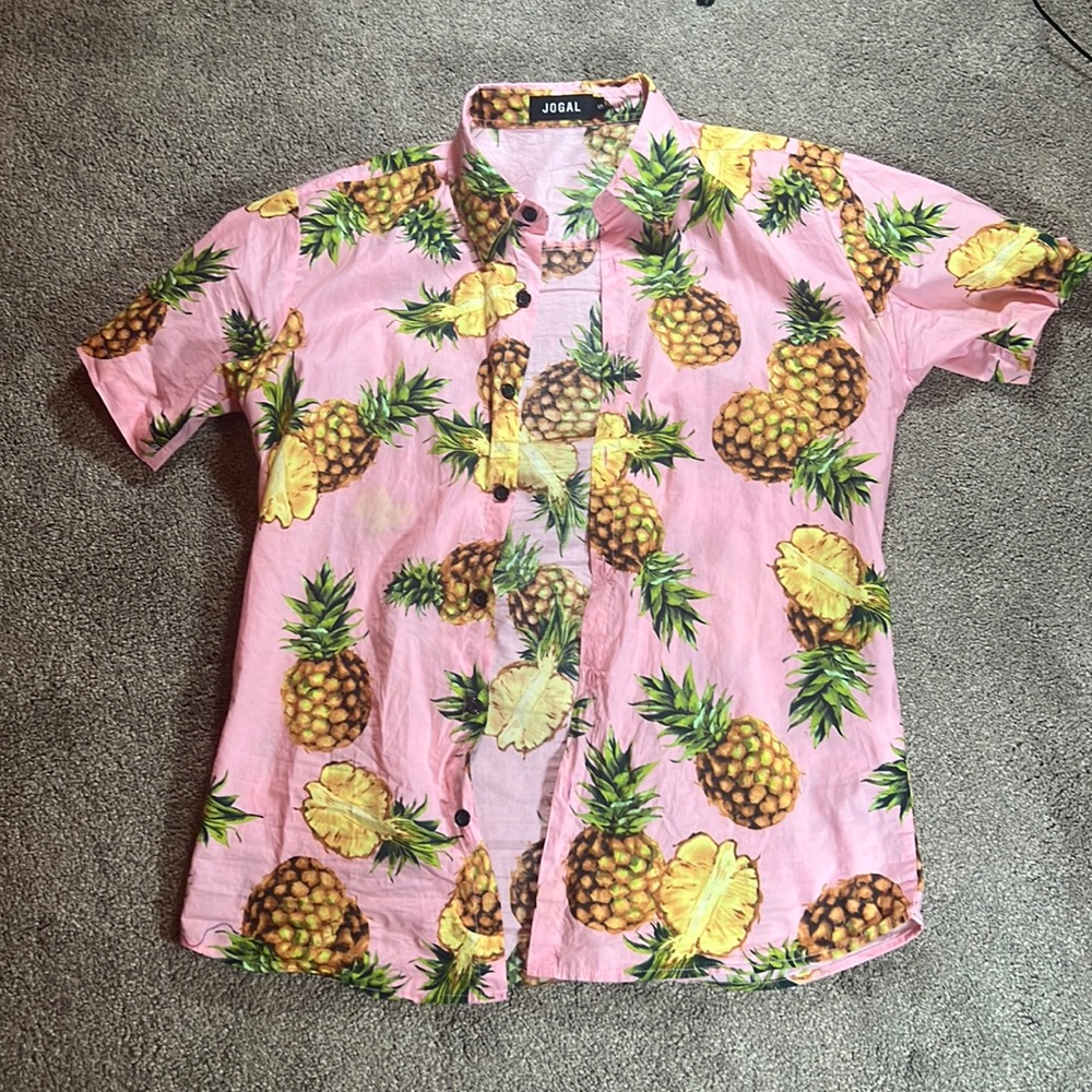 Fun pink pineapple Hawaiian shirt
